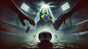 bola com mãos acima dela em movimento de aposta. imagem gerada por IA